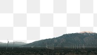 PNG mountain & wind farm border, transparent background