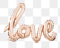 Love foil balloon png sticker, transparent background