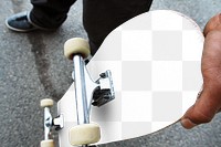 Overhead skateboard png mockup, transparent design