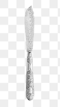 Vintage silver knife png, transparent background