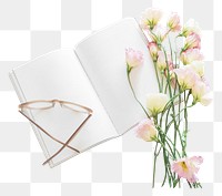 Png book and flower, blank, collage element, transparent background