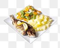 Grilled fish png collage element, transparent background