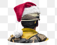 PNG Christmas firefighter, collage element, transparent background