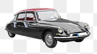 Old black vintage car png, transparent background