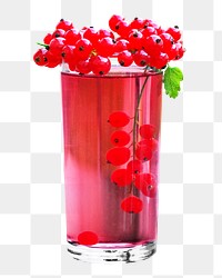 Png red currant juice, collage element, transparent background