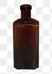 Brown bottle png, isolated object, transparent background