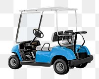 Png blue golf car, isolated object, transparent background