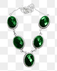 Gem necklace png, isolated object, transparent background