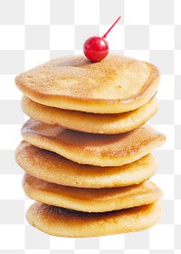 Pancakes with cherry png collage element, transparent background