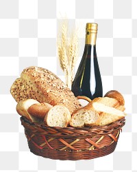 Bread basket png, collage element, transparent background