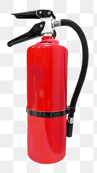 Png red fire extinguisher, isolated object, transparent background