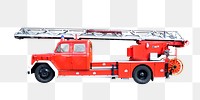 Png red fire truck, isolated object, transparent background