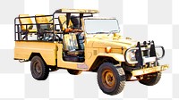 Png yellow safari car, isolated object , transparent background