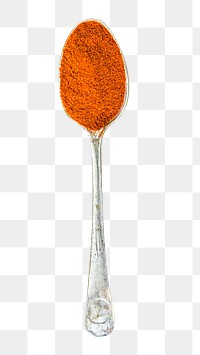Hot paprika spoon  png collage element, transparent background