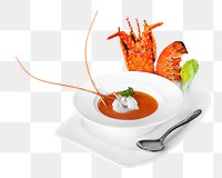 Lobster soup png collage element, transparent background