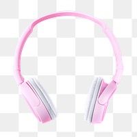 Pink wireless headphones png, transparent background