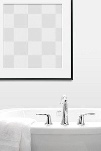 Bathroom picture frame png mockup, transparent design