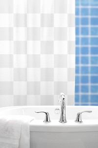 Shower curtain png mockup, transparent design