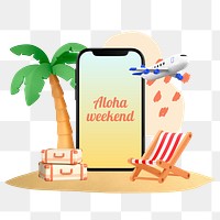 Aloha weekend png word sticker typography, transparent background