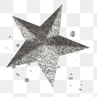 Silver metallic star png, transparent background