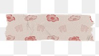 Pink flower washi tape png, transparent background