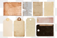 Aesthetic old paper card png collection, transparent background