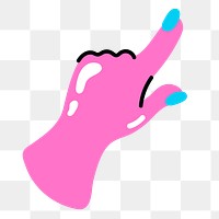 Pointing finger png funky sticker, transparent background