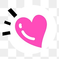 Pink heart png, funky illustration, transparent background