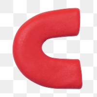 Red u-shaped PNG clay shape, transparent background