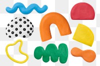 PNG abstract clay shape set, transparent background