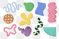 PNG irregular shape clay set, transparent background