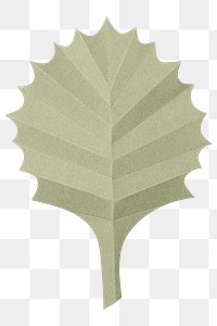 PNG green leaf, paper craft element, transparent background