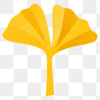 PNG yellow ginkgo leaf  , paper craft element, transparent background