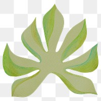 PNG green summer leaf, paper craft element, transparent background