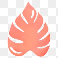 PNG orange monstera leaf, paper craft element, transparent background