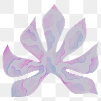 PNG purple monstera leaf, paper craft element, transparent background