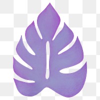 PNG purple monstera leaf, paper craft element, transparent background