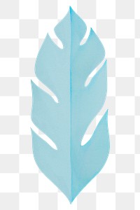 PNG blue leaf, paper craft element, transparent background