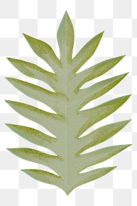 PNG green leaf, paper craft element, transparent background