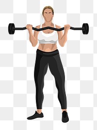 Woman weight barbell lifting png, transparent background