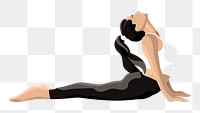 Woman yoga cobra pose png, transparent background