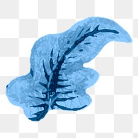 Vintage blue png watercolor leaf, transparent background