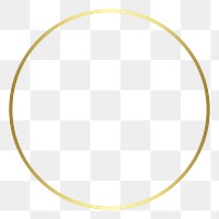 Golden round png frame, transparent background