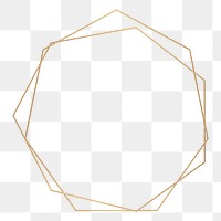 Hexagonal gold frame png geometric shape, transparent background