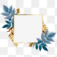 Golden frame decorated with colorful leaves vector