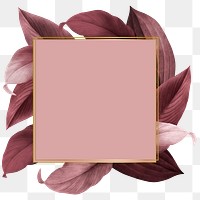 Golden frame on a pink leafy background vector