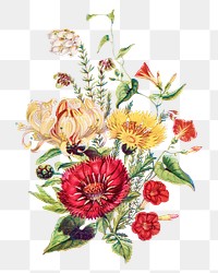 Vintage flower bouquet png, transparent background