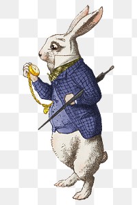 PNG vintage rabbit character, transparent background