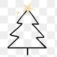 Christmas tree png doodle collage element, transparent background