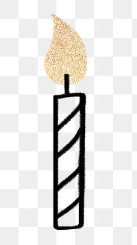 Glittery candle png doodle collage element, transparent background